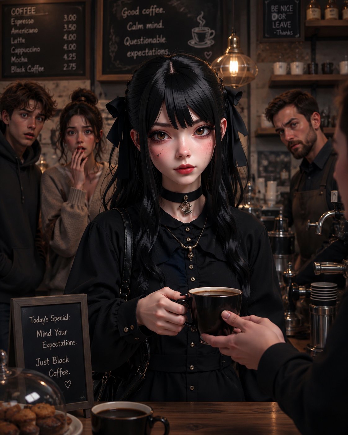 Goth girl Sophie - Love how people stare at me like I'm about to summon a demon when I'm literally just ordering a blac
