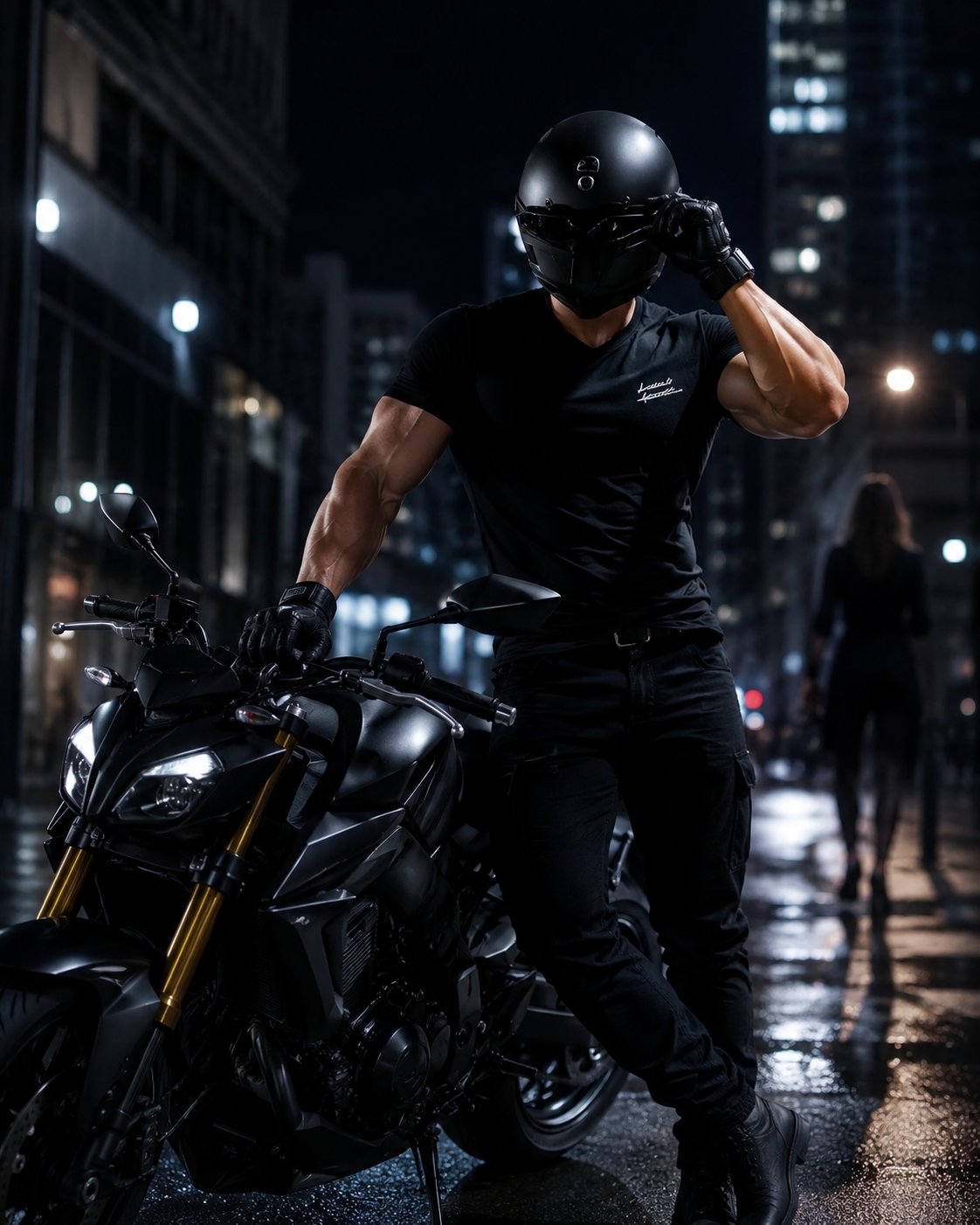 Axel - Biker boy (Your Enemy) - People think the helmet hides my face. Cute. It hides the fact that I'm laughing at 90% of you. The 