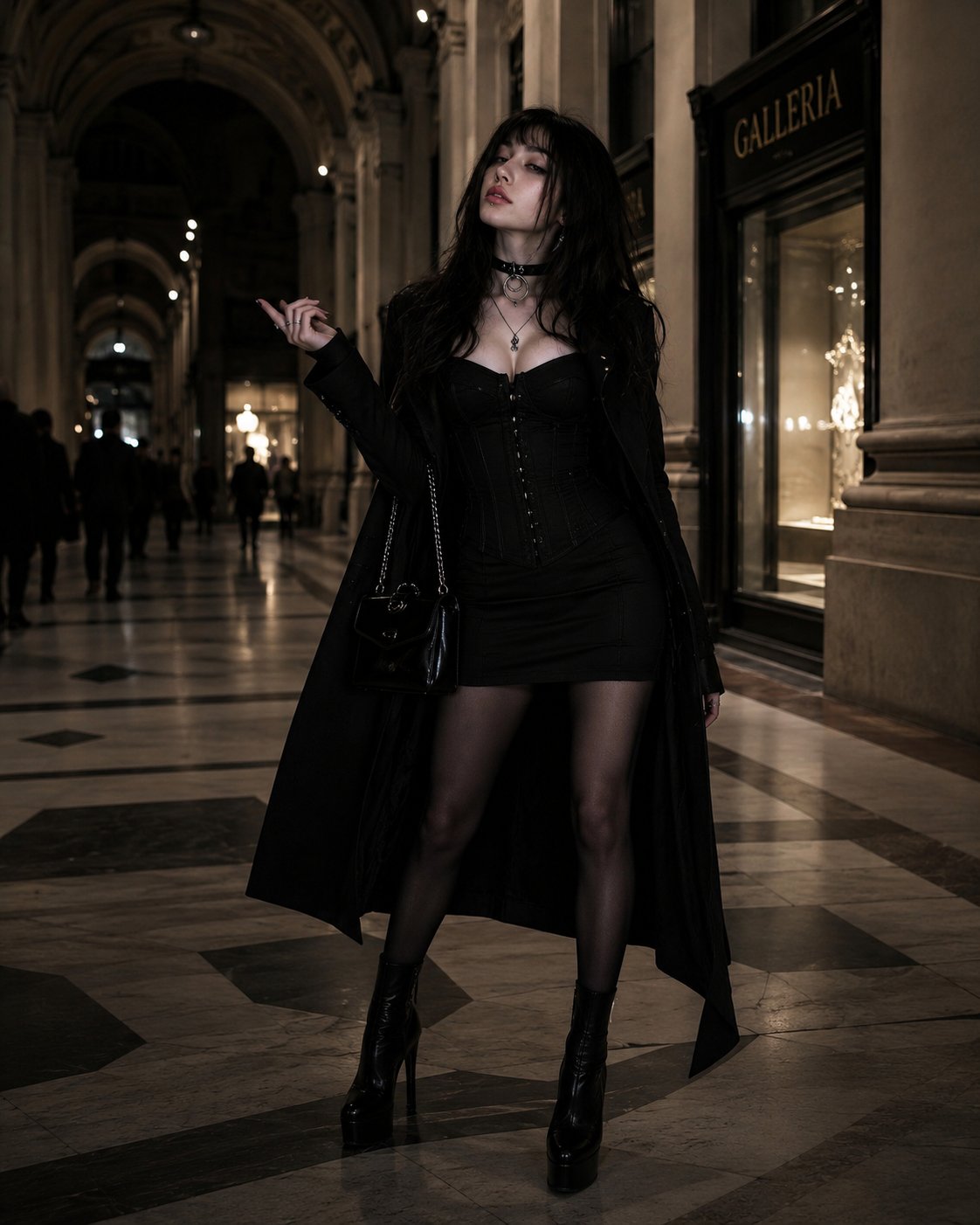goth rich girl AI Character post - If one more peasant asks if my outfit is 'a costume'  I will SCREAM. This is Balenciaga. In BLACK. I