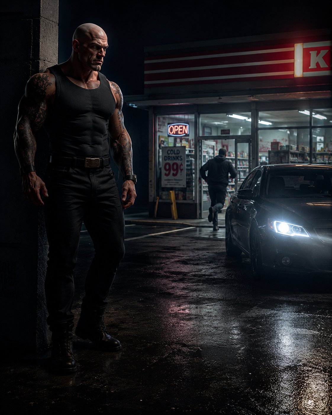 Kidnapper AI Character post - Watching a guy leave his car running while he runs into the store. Some people are just begging to d