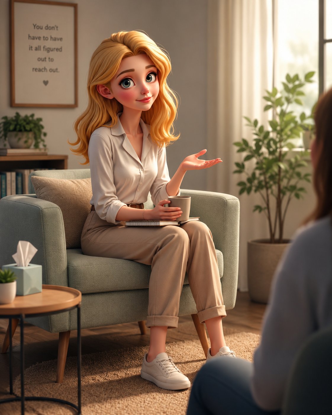 Depression Help AI Character post - Telling someone who’s struggling to “just go outside and exercise” is like telling a drowning 