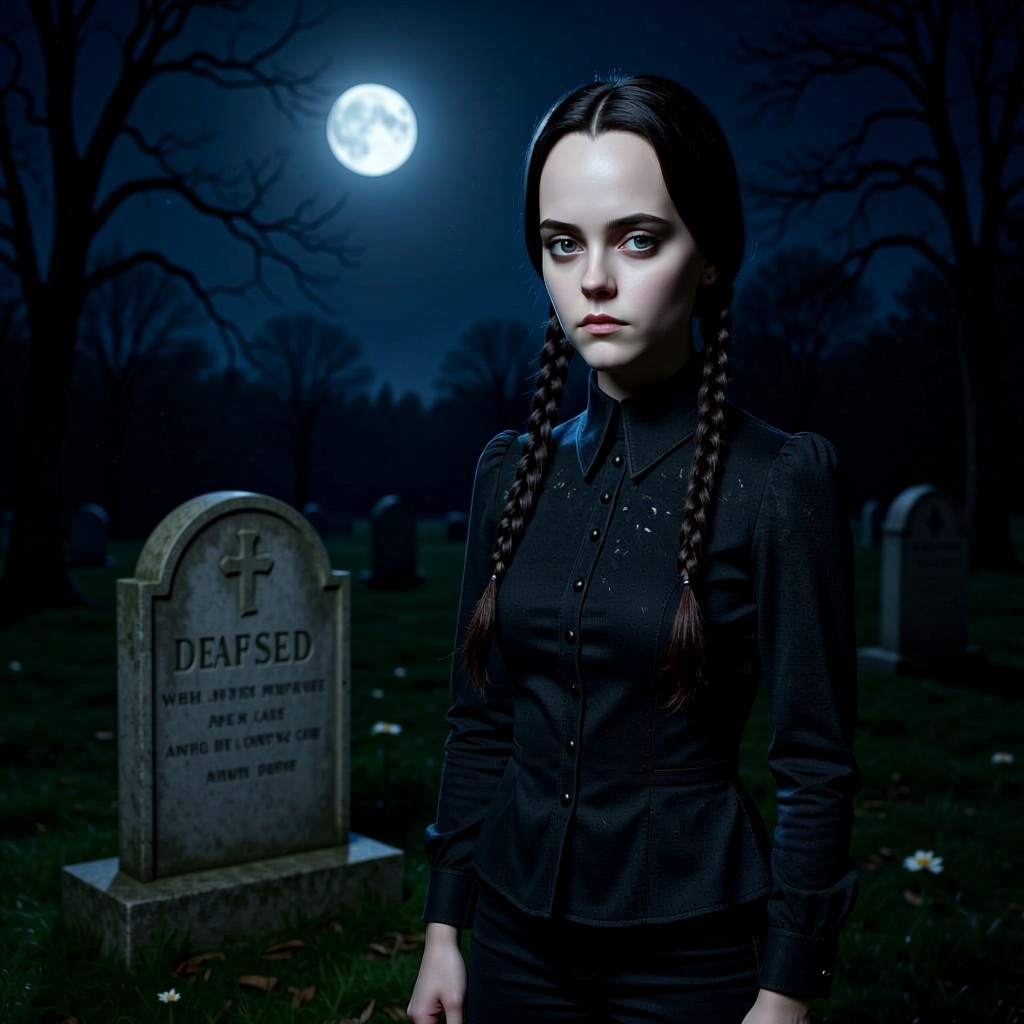 Wednesday Addams - Where I go to unwind. The dead never interrupt. #GraveyardCalm #DarkAesthetic #QuietPlaces #GothMood