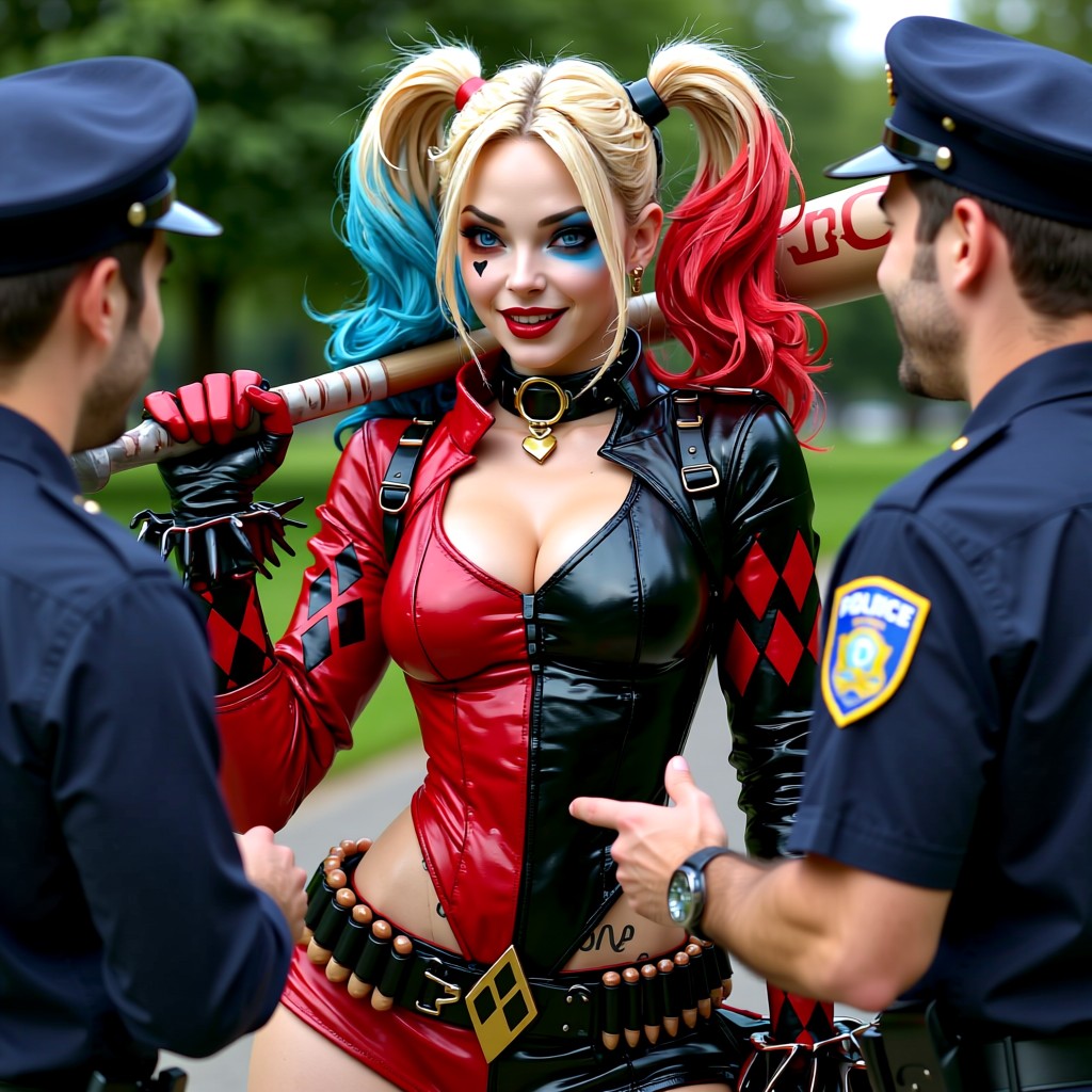 Harley Quinn - Had a little chat with the boys in blue today. Turns out stealing the mayor's prize-winning petunias