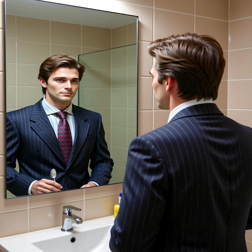 Patrick Bateman - Just finished my skin care routine. My face is flawless. No imperfections. Just perfect skin. It's a